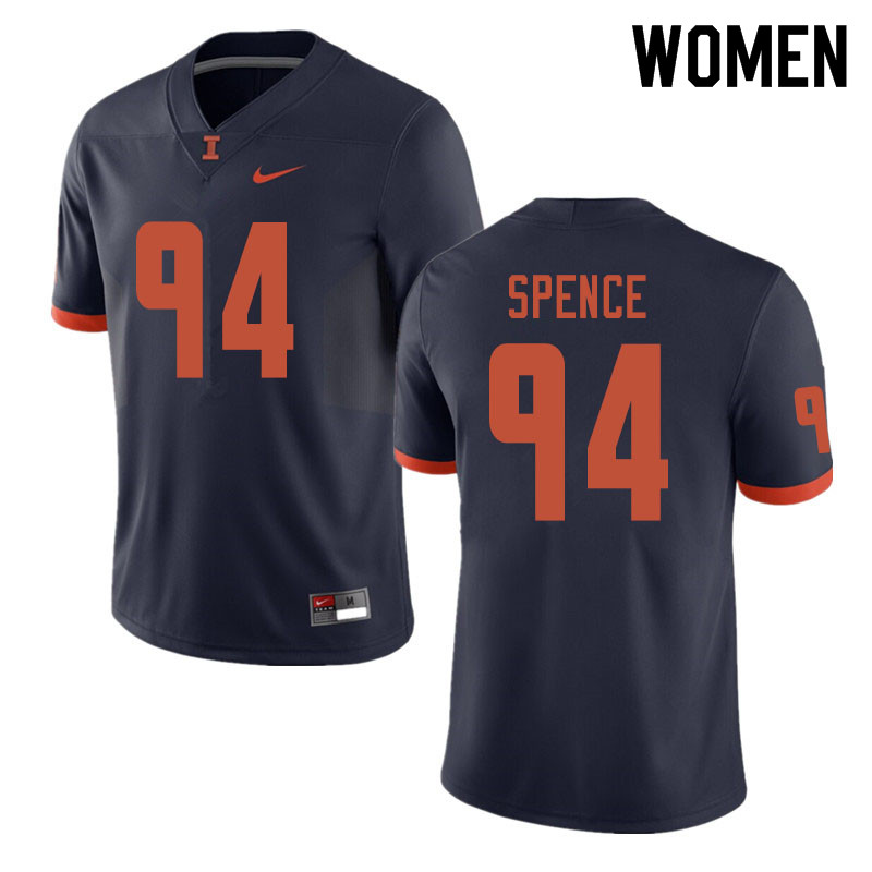 Women #94 Akeem Spence Illinois Fighting Illini College Football Jerseys Sale-Navy